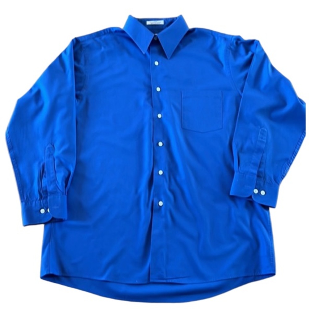 VAN HEUSEN MENS CLASSIC FIT DRESS SHIRT COBALT BLUE SZ L 16 32/33
